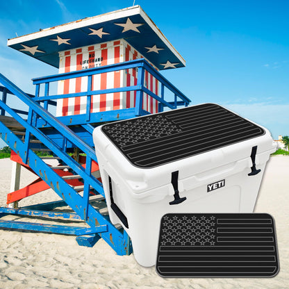 USATuff SeaDek EVA Mat Cooler Pad fits YETI 65 Tundra | Peel & Stick Application | Non Slip Comfort Accessories - US Flag (Black-StormGray)