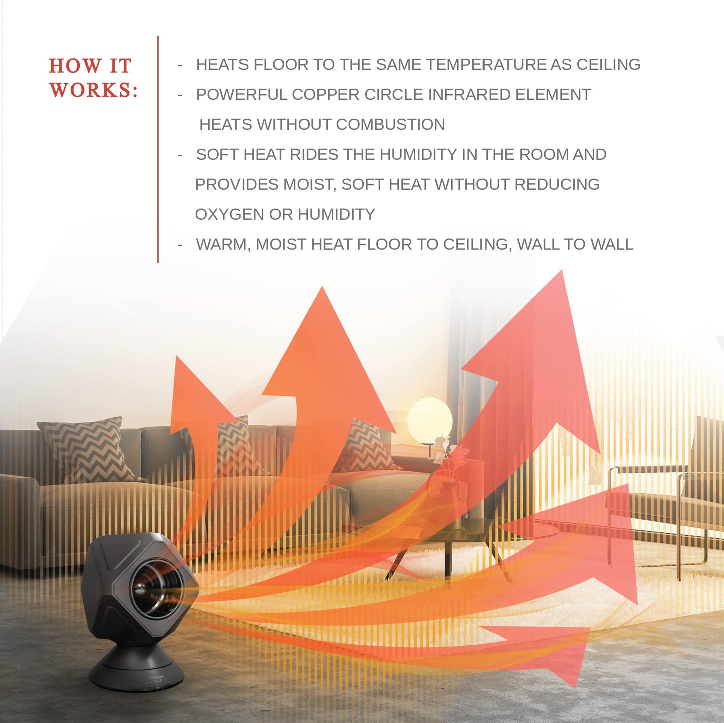 Norviera Air Jet Series-1 Cooling Fan with Heater – 10-Speed Powerful Fan for Summer, Built-in Heat for Year-Round Use | 5 Modes | Adjustable Thermostat (40–90°F)