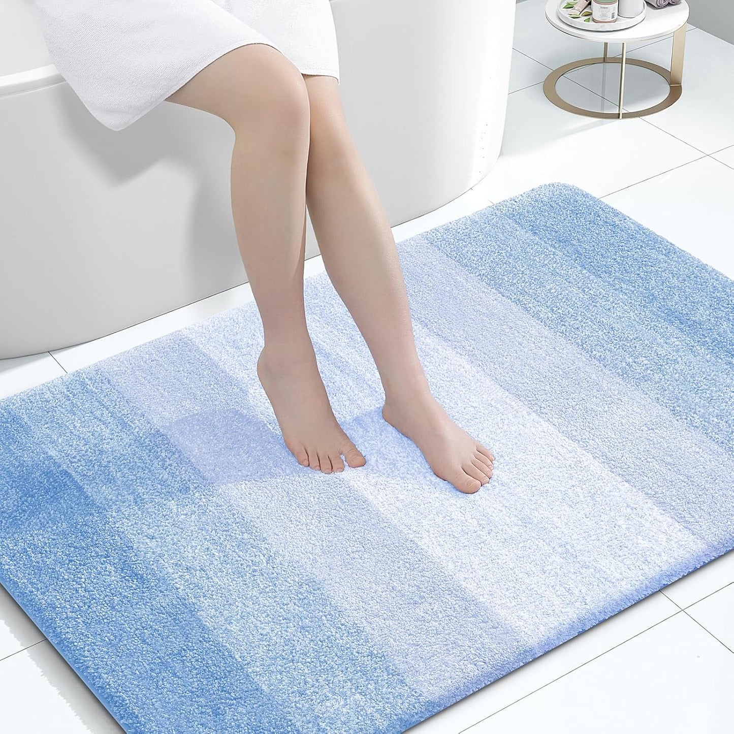 OLANLY Large Bathroom Rugs - Extra Soft Microfiber Mat 44x32 | Quick Dry & Washable, Light Blue
