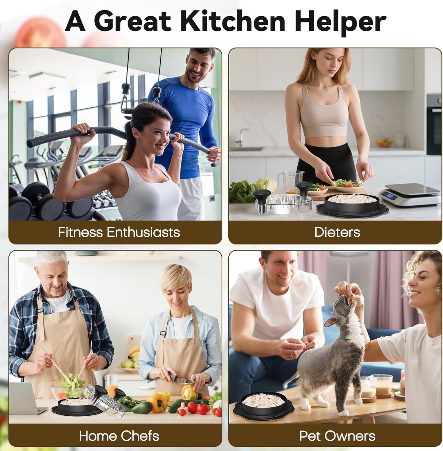 Ukeetap 10" Pro Chicken Shredder Tool - BPA-Free Meat Grinder with Ergonomic Handle & Anti-Slip Base, Black