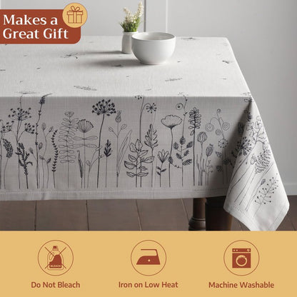 Maison d' Hermine Table Cloth Rectangle Table 100% Cotton 60 x 120 Inches Tablecloth Reusable Decorative for Dining Kitchen Room Farmhouse Home Gifts for Mothers Day Spring Summer - Flore