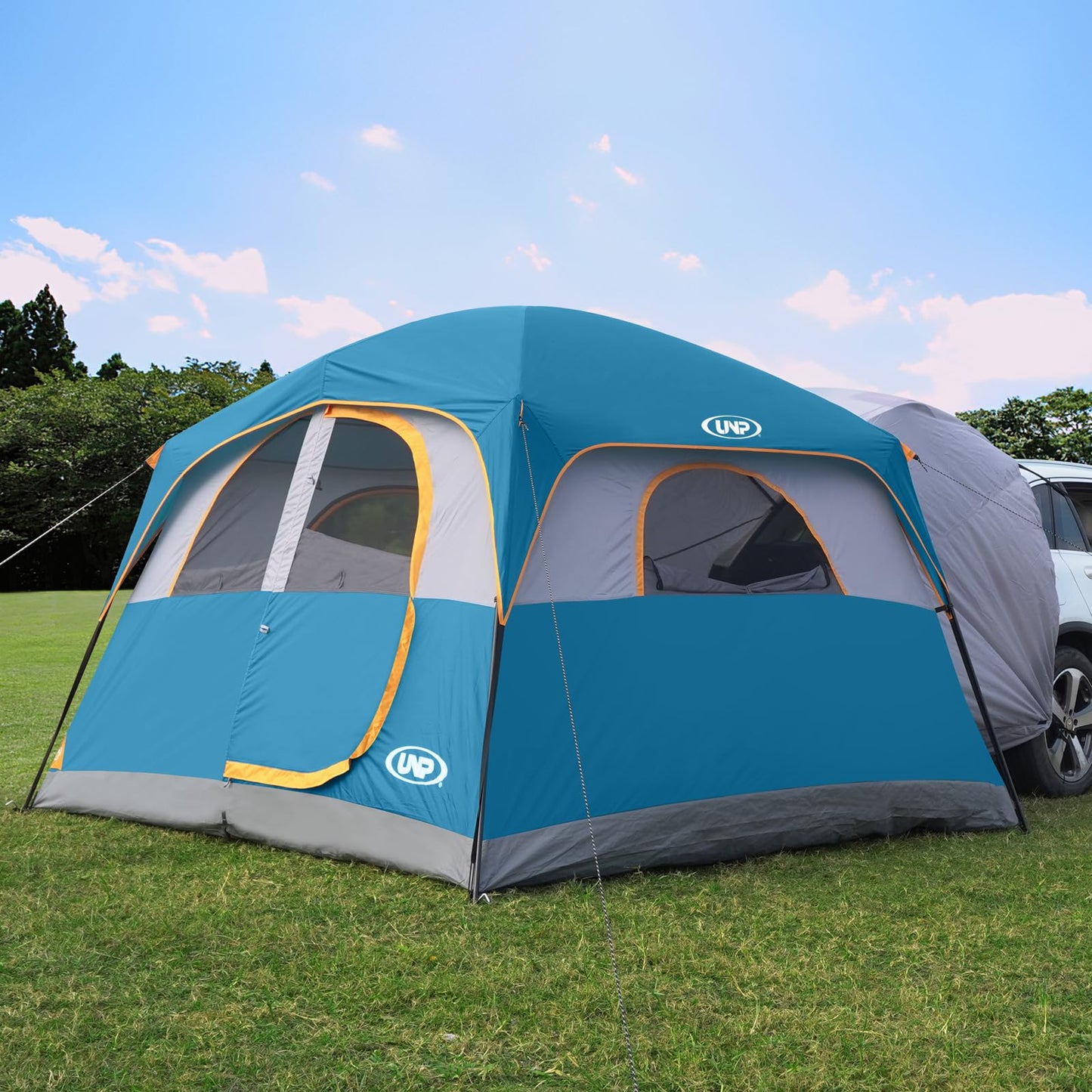 UNP SUV Tent for Camping, 6-Person Car Camping, SUV Tailgate Tent for Outdoor, Easy Set Up with Rainfly 10'x9'x78in(H) (Ocean Blue)