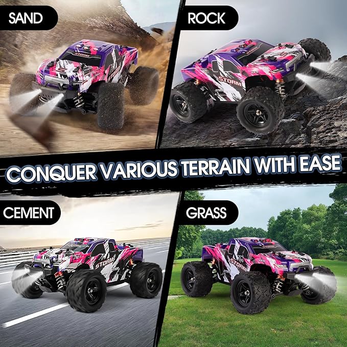 1:18 Scale RC Cars for Adults 40KM/H Fast RC Cars 2.4Ghz Remote Control Car 4X4 Off-Road Waterproof Monster RC Truck Remote Control Truck with 2 Shells and 2 Rechargeable Batteries