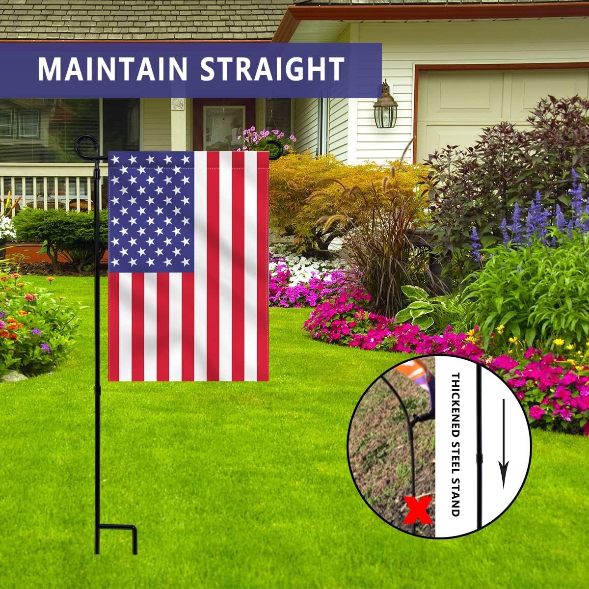 Skiennix Garden Flag Stand - Premium Metal Holder for Seasonal Flags | Weather-Proof & Sturdy Design
