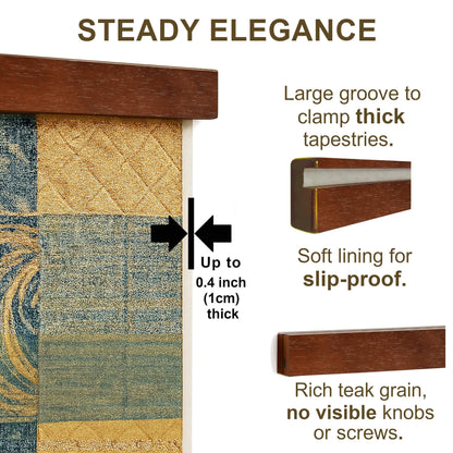 Dacri Home Quilt Hanger for Wall Display - 72 Inch Tapestry Hanger from Premium Teak Wood, Safe Mount Quilt Rack for Heavy Rugs, Tapestries, and Other Wall Hangings (Light Wallnut)