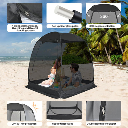 Alvantor® Pop Up Screen House, Outdoor Mosquito Mesh Tent with UV Resistant, Pop Up Canopy Easy Up, Foldable Screen Room for Camping,Backyard, Garden, Patio(Black, 6x6 FT)