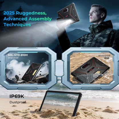 HOTWAV R9 Ultra 5G 2025 Rugged Tablet Android 15, 11" FHD+ 120Hz 20080mAh Waterproof Tablet with Pen, Octa-Core 24GB+512GB/2TB TF, 64MP+16MP+20MP, Gemini AI/IP68&IP69K/5G LTE&WiFi/Face ID/OTG/GPS