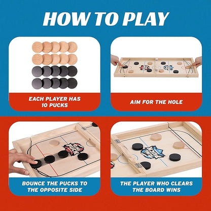 Fast Sling Puck Game - Super Winner Slingshot Puck Board Game - Sling It Shot 2 Player Hockey Table for Kids Teen and Adults - Christmas Indoor Family Tabletop Games