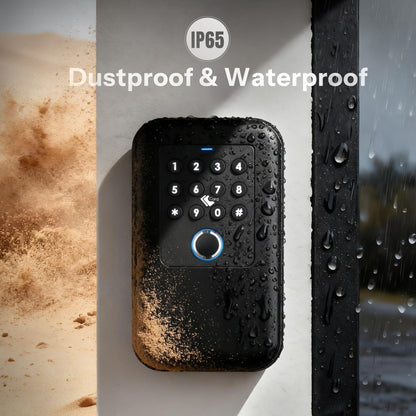 LOQOVA Smart Key Lock Box with Fingerprint, Passcode, TT-lock App, Access Card & Manual key, IP65 Waterproof, Wall-Mount or Shackle Design for Outdoor, Large Storage Ideal for Airbnb, Family & Realtor