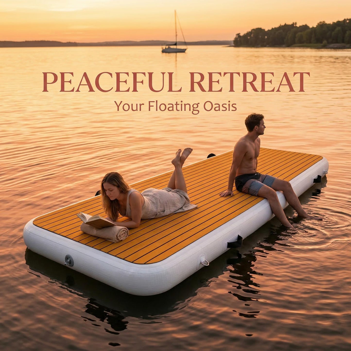 FluxionX Inflatable Dock Platform, 9'10" x 3'3" x 6" PVC Floating Water Platform with Non-Slip EVA Surface for Boats, Yachts, Jet Skis & Lake Leisure, Pump, Carry Bag & Repair Kit