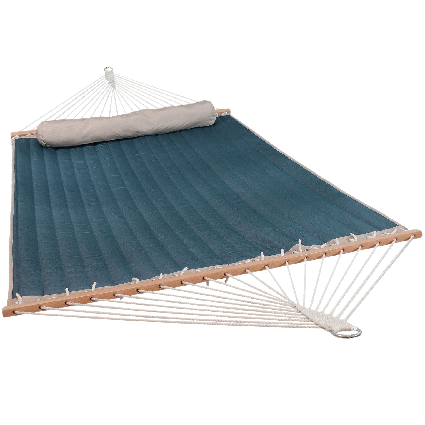 Sunnydaze Double Quilted Polyester Hammock with Detachable Pillow - 440-Pound Capacity - Tidal Wave