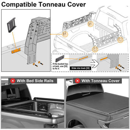 Autekcomma Full Size Pickup Truck Bed Rack Fits for Ford/Dodge Ram/Silverado | 5.5FT (No Tonneau Bed Cover Required) |Black Powder Coted Carbon Steel with 2 Molle