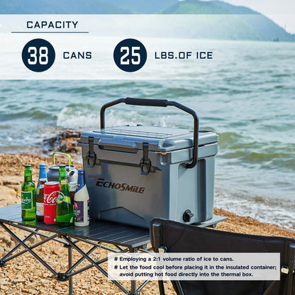 EchoSmile 25/30/35/40/60/75 Quart Rotomolded Cooler, Built to Stand up to The Rigors of The Journey