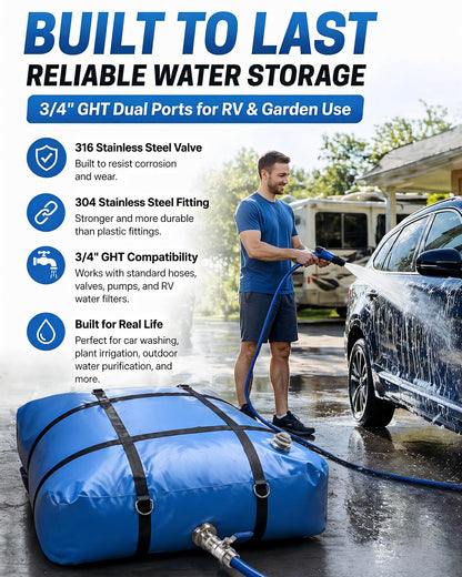 PYY Water Storage Bladder - 60 Gallon TPU Portable Fresh Water Tank with Strap, Food Grade Collapsible Flexible Container with Spigot for Daily Use Water, Camping, Irrigation & Emergency Storage