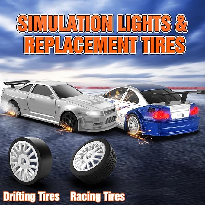 RC Drift car 1/43 Mini Rc Drift car with Gyroscope 2.4GHz Full Proportional Remote control Cars 4WD High Speed Racing with Lights Racing Tires Model Cars Gift for Adults Kids Boys Girls