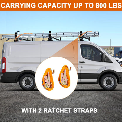 CIRONBOW Van Ladder Roof Racks,3 Bars, Fit for 1996-up Chevy Express 1500 2500 3500, Ford e150,e250,e350,GMC Savana, Drilling/Through-Bolt,fit Vans Without Rain Gutter,Adjustable Length 49''-59''