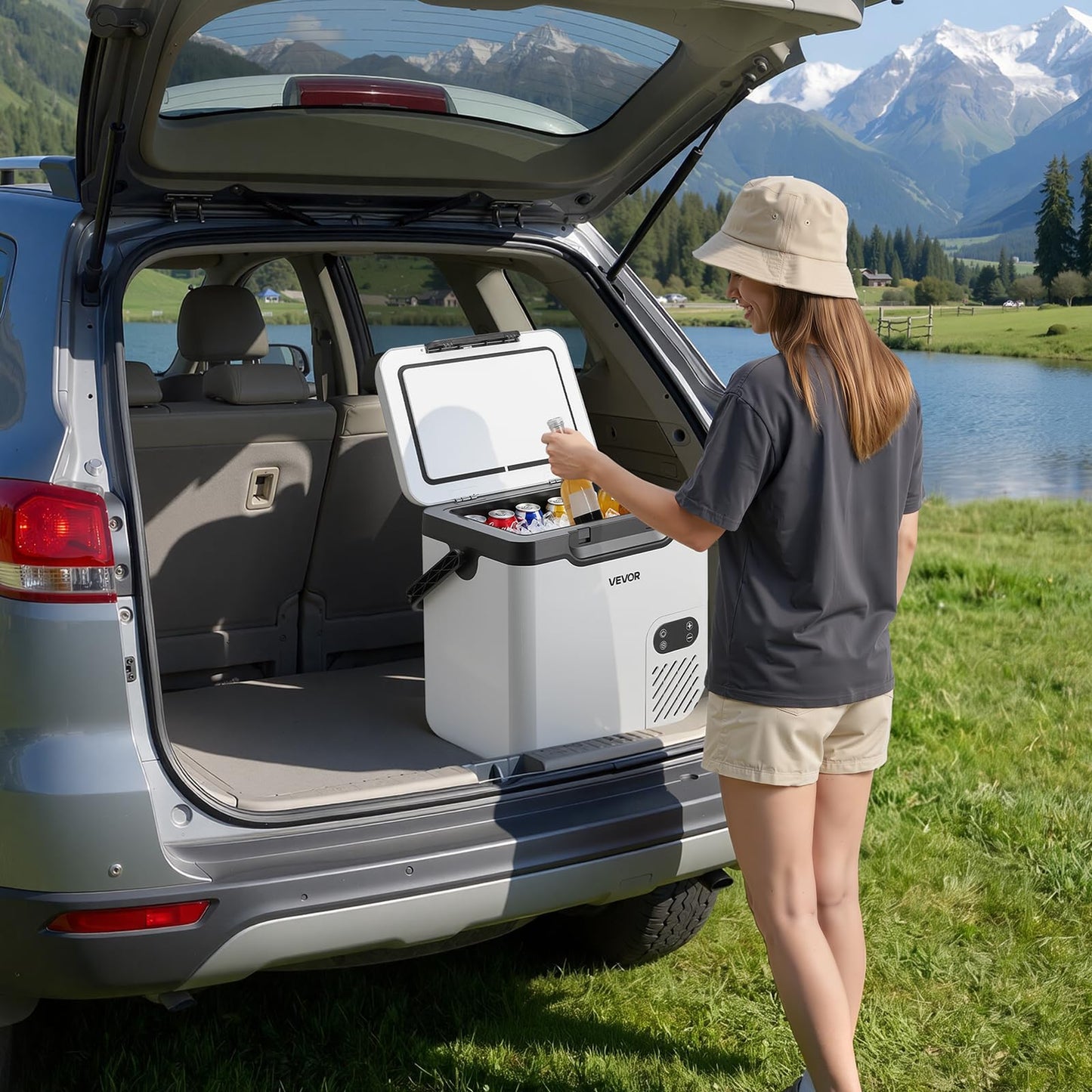 VEVOR 12 Volt Refrigerator, 19 QT/ 18L Car Fridge, Portable Electric Freezer Compressor with Handle, 12V/24V DC 100-240V AC, -4℉ to 68℉/ -20℃ to 20℃, for Truck Van RV SUV Boat Travel Camping