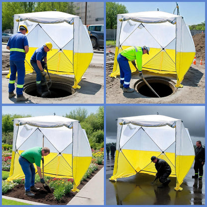 XIXIKANK Pop Up Work Tent Instant Tool-Free Setup Portable Shelter for Outdoor Worksite, Construction, Gardening,Roadside Repairs,Emergency Shelter- Waterproof & UV Resistant Canopy 6ft x 6ft x 6.6ft
