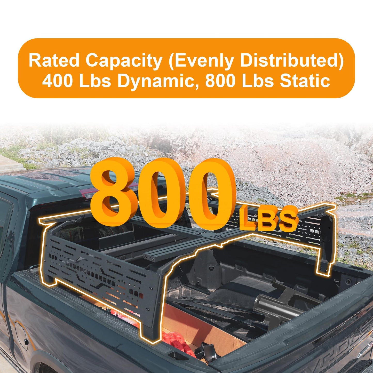 Autekcomma Full Size Pickup Truck Bed Rack Fits for Ford/Dodge Ram/Silverado | 5.5FT (No Tonneau Bed Cover Required) |Black Powder Coted Carbon Steel with 2 Molle