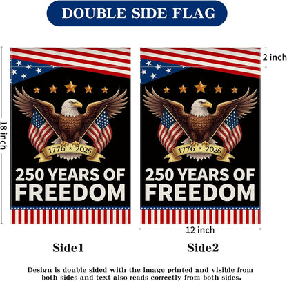 250th Anniversary America Garden Flag - Patriotic Double-Sided Eagle Design | 12x18 Inch Commemorative Banner