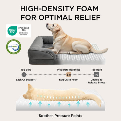 Bedsure XL Plus Orthopedic Dog Bed for Extra Large Dogs - Washable XLarge Dog Cat Bed Waterproof, Comfort Dogs Couch Sofa with Washable Removable Cover, Pet Bed with Nonskid Bottom, Dark Grey, 48"