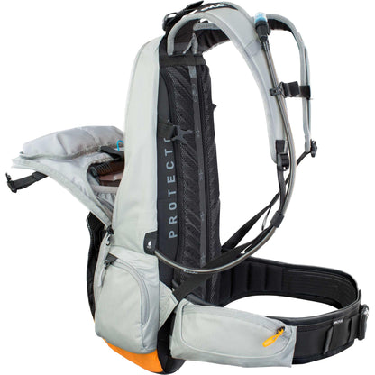 EVOC FR ENDURO E-Ride 16 E-Bike Backpack, Bike Rucksack (Padded Compartment for Spare Battery, Belt Fixing System, Control Display Pocket, Liteshield Back Protector), Stone Grey/Light Orange