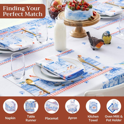 Maison d' Hermine Table Cloth Square Table 100% Cotton 54 x 54 Inches Tablecloth Reusable Decorative for Dining Kitchen Room Farmhouse Home Gifts for Mothers Day Spring Summer - Amsterdam Canals