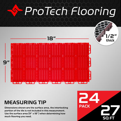 Caliber ProTech Garage Flooring Tiles, 9” x 18” Interlocking Tiles, Black, 24-Pack