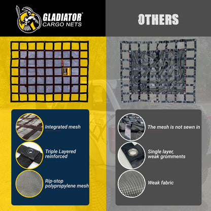 Gladiator Cargo Nets - Heavy Duty Truck Cargo Net - Extra Large- Perfect forTrailer, Boat, dumsters, Camping, Hunting, (XGN-100) 10' x 12' ft.
