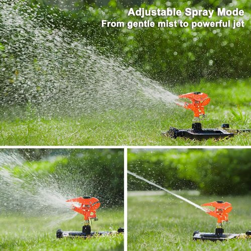 FANHAO Heavy Duty Pulsating Impact Sprinkler - 360° Rotating Lawn Irrigation System | Covers Up to 5,800 Sq. Ft