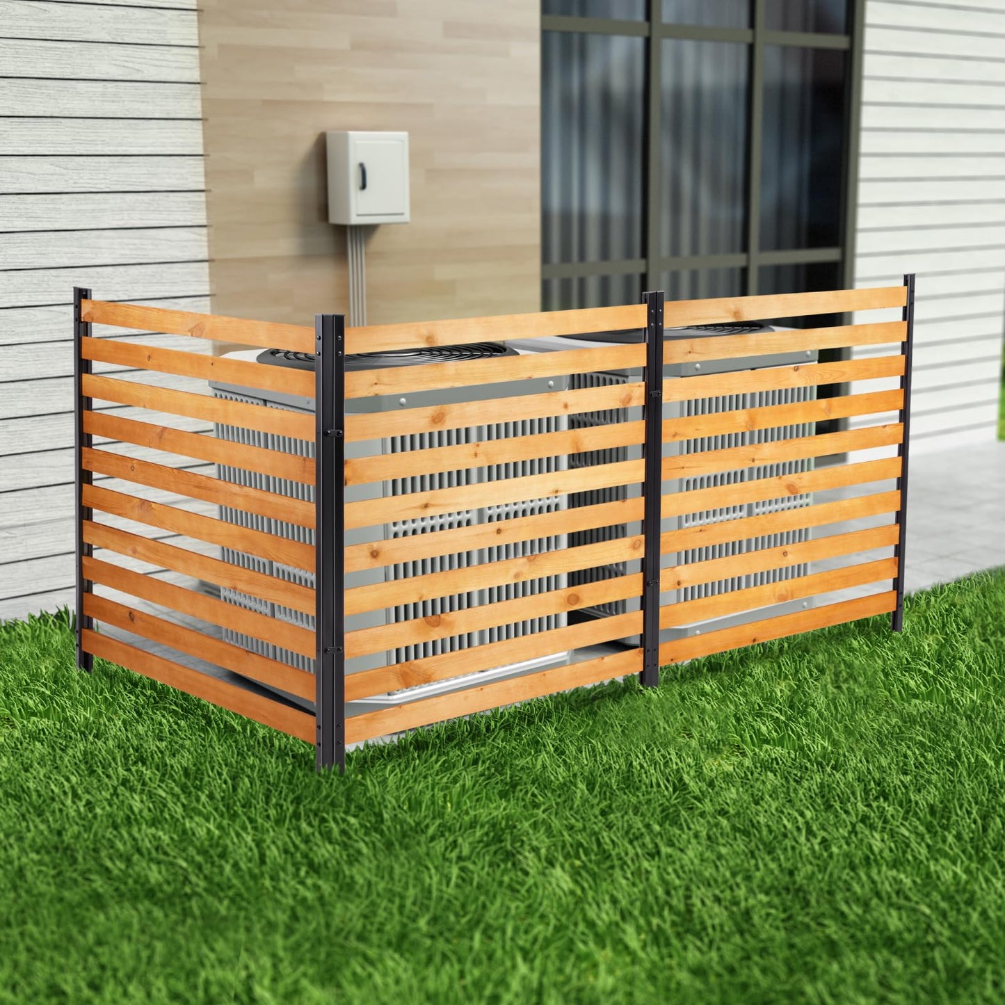 Svarog Outdoor Privacy Screen Fence Panels,Wood Privacy Screen Slatted No-Dig Fence kit for Air Conditioner,Trash Can,Pool Equipment Enclosure,38”W x 42”H,3 Panels