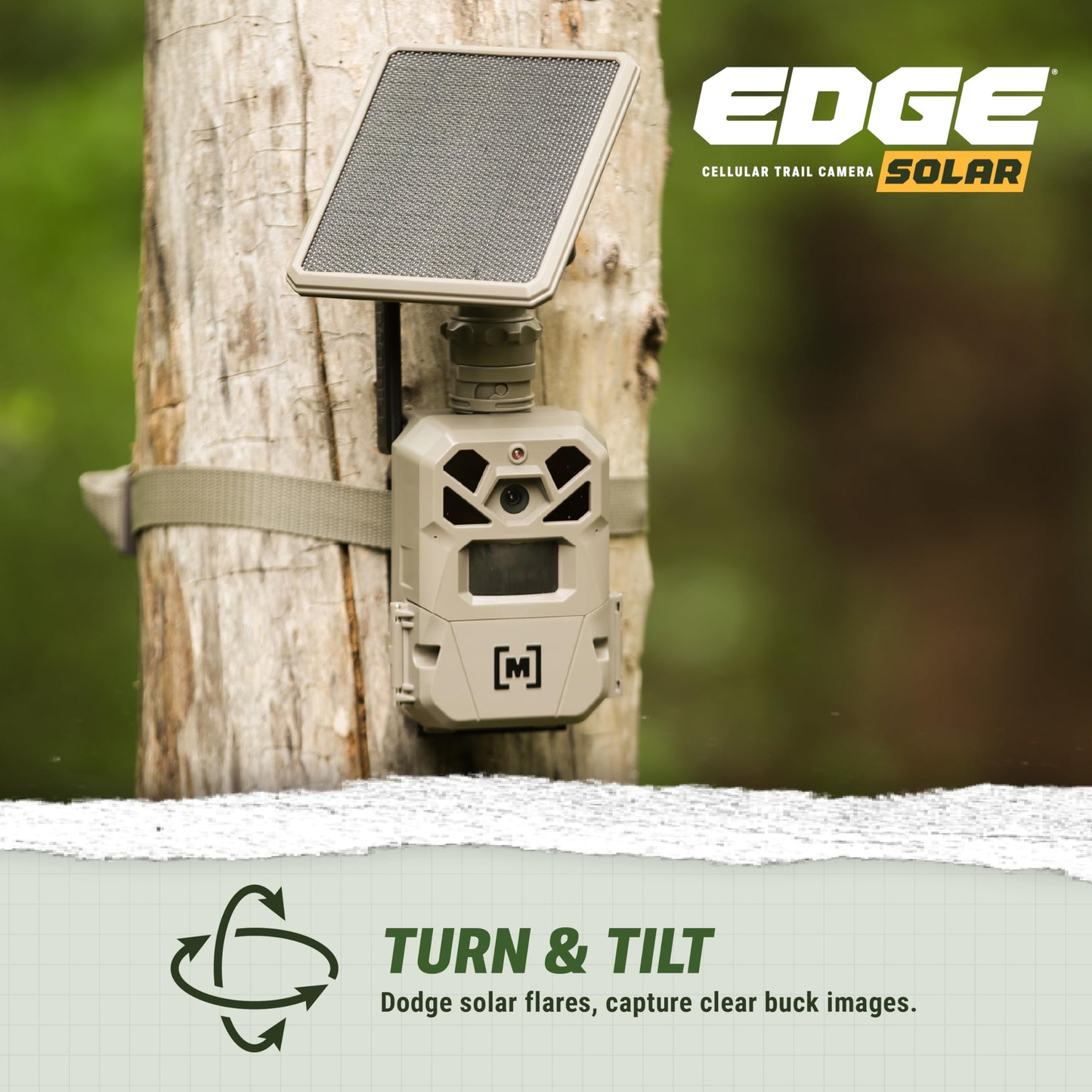 Moultrie Edge Solar Cellular Trail Camera - Integrated Solar Panel with Battery - 40MP - 1080p Video - Night Vision - Multi-Carrier LTE Auto-Connect - Built-in Memory - 0.4s Trigger Speed