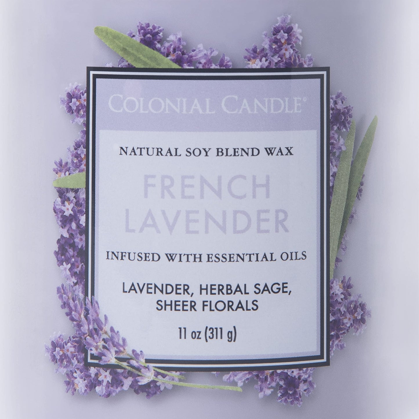 Colonial Candle French Lavender Scented Jar Candle, Classic Cylinders Collection, 2 Wick, Purple, 11 oz - Up to 80 Hours Burn