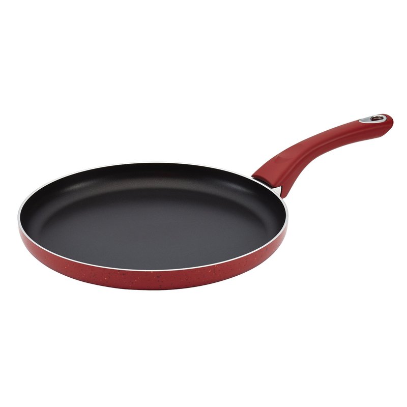 Farberware New Traditions Speckled Aluminum Nonstick 10.5-Inch Round Griddle, Red