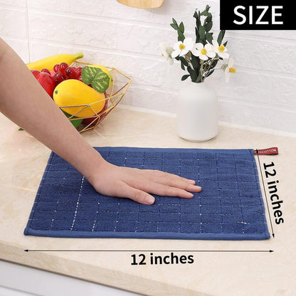 Homaxy 100% Cotton Terry Kitchen Dish Cloths, Ultra Soft and Absorbent Dish Towels for Kitchen, Suitable for Drying and Washing Dishes, 24 Pack, 12 x 12 Inches, Navy Blue