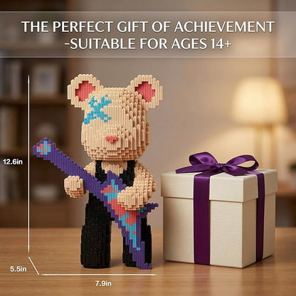 12.6 Teddy Blocks Bear Building Bricks Figure Set for Adults Collector-Edition DIY Craft Kit Trend Home Decor for Office Bedroom or Book Shelf Stress Relief Gift for Men Women Birthdays