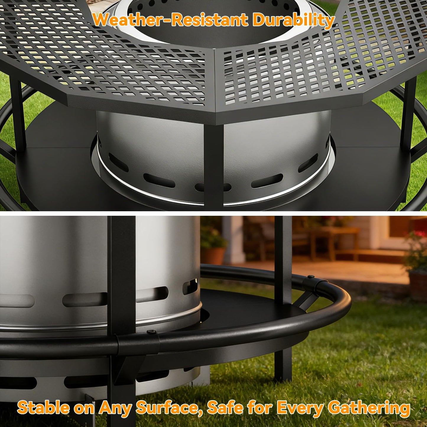 Fire Pit Surround Tabletop - 360° Fire Pit Guard for Solo Stove Bonfire & Ranger, Portable Protective Barrier for Wood Burning Fire Pits Up to ⌀21", UV-Resistant Outdoor Fabric (Firepit Not Included)