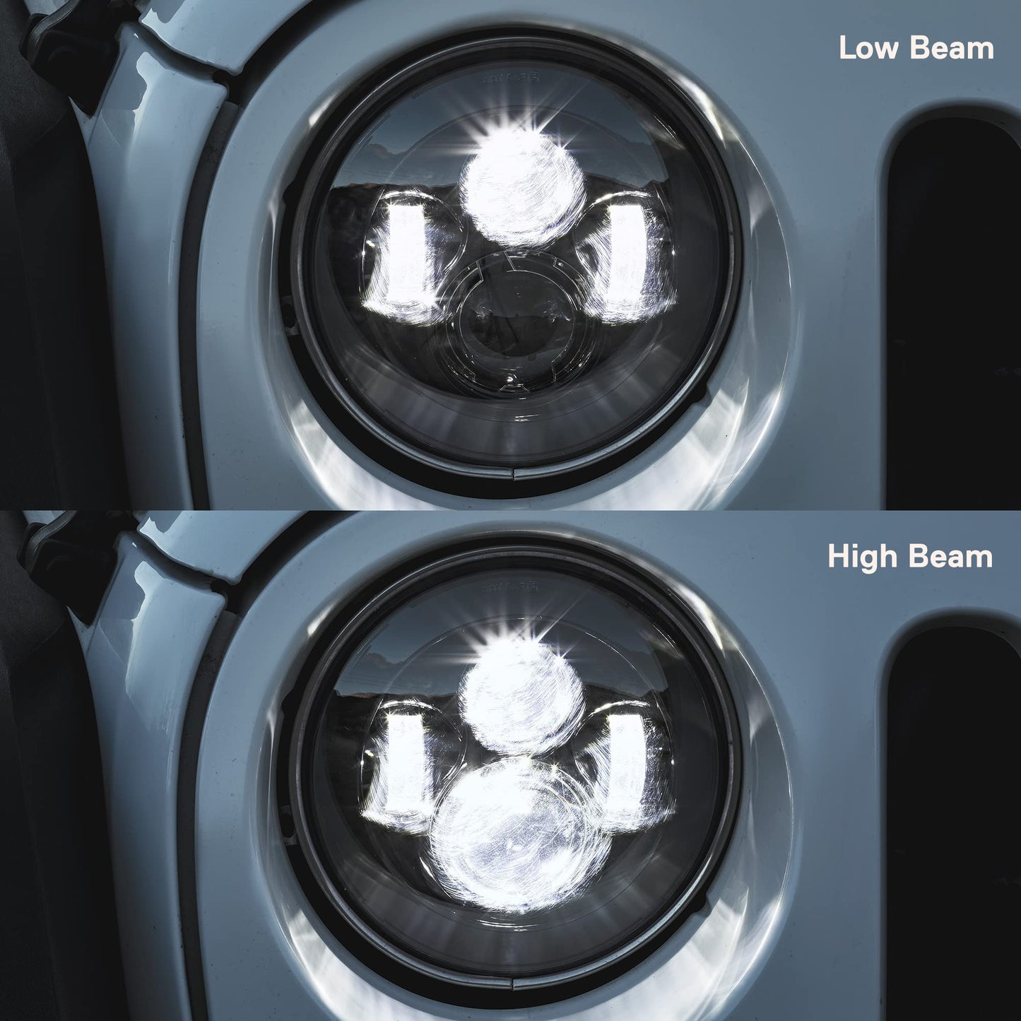 TRUE MODS 7-inch H6024 LED Headlights + 4-inch Fog Lights for Jeep Wrangler JK Unlimited JKU Accessories 2007-2018 [High/Low Sealed Beam]
