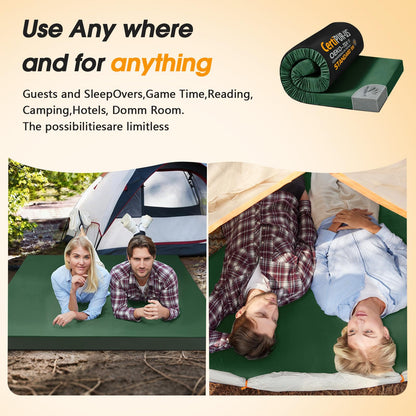 CYMULA Camping Cot Pad 2 Inch Memory Foam, Camping Pad for Folding Cot and Foldable Cot, Portable Roll Up Camp Gear for Car Camping Travel Tent, Non-Slip Waterproof Bottom, Removable Cover, Pad Only