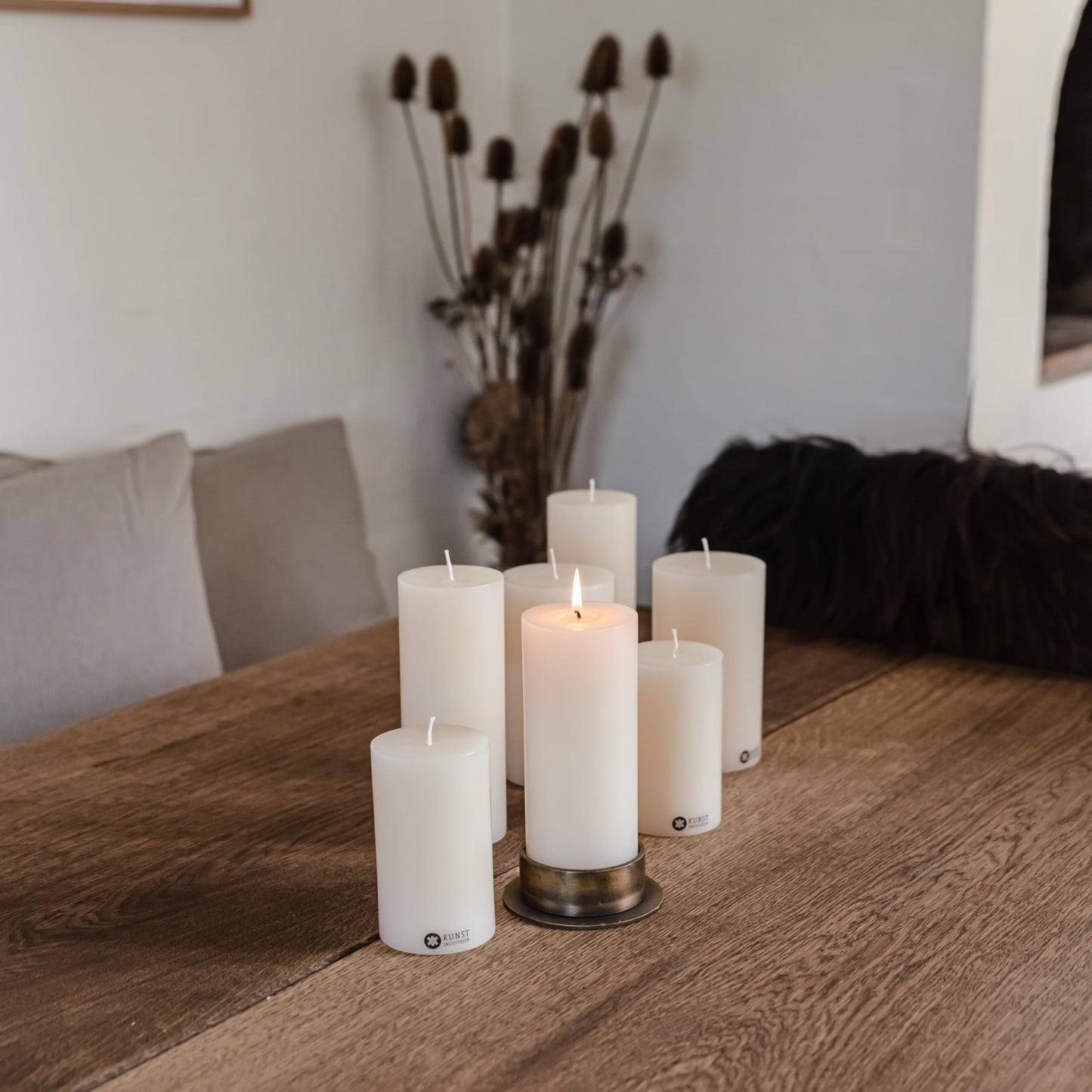 Pillar Candles, Handmade in Europe, 4 Pack – RSPO Certified, Dripless & Smokeless Velas, Long Burning Candles 70 Hours per Large Candle, Unscented Candle Set (4 pcs, Ø 2.8 in x H 4.7 in, Off-White)