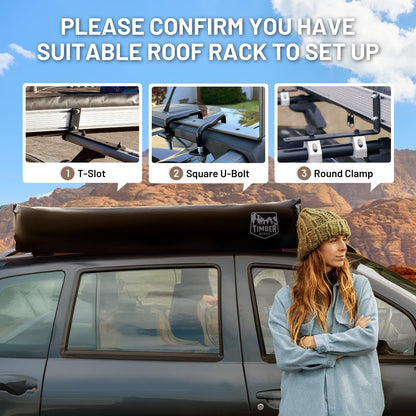 TIMBER RIDGE 19x9.8ft Retractable Car Awning with Blackout Coating, 186ft² Roof Rack Pull-Out Sun Shade Overland Camping, UPF50+ Waterproof Sun Shelter for Vehicle/Truck/Jeep/SUV/Van Tan