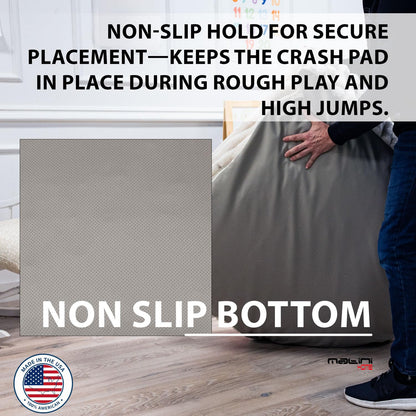 Matini Home Large Crash Pad - High-Density Foam Floor Landing Mat with Washable Cover, Professional Gymnastics Training Equipment for Impact Support, Jumping and Lounging - Light Gray, 60" x 60