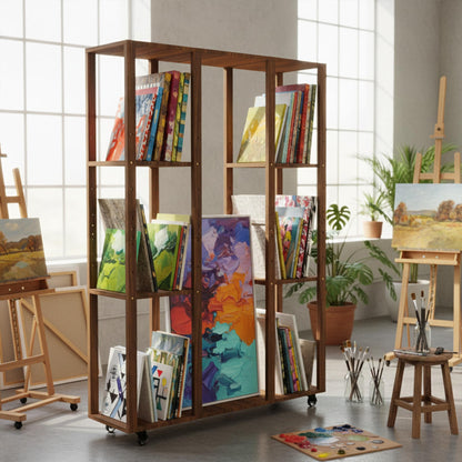 GARVIN Extra-Large Art Storage Rack – Adjustable Wooden Cabinet-Style Multi-Tier Canvas Storage & Display Rack, Heavy-Duty Art Organizer for Classroom, Studio, Gallery, Posters