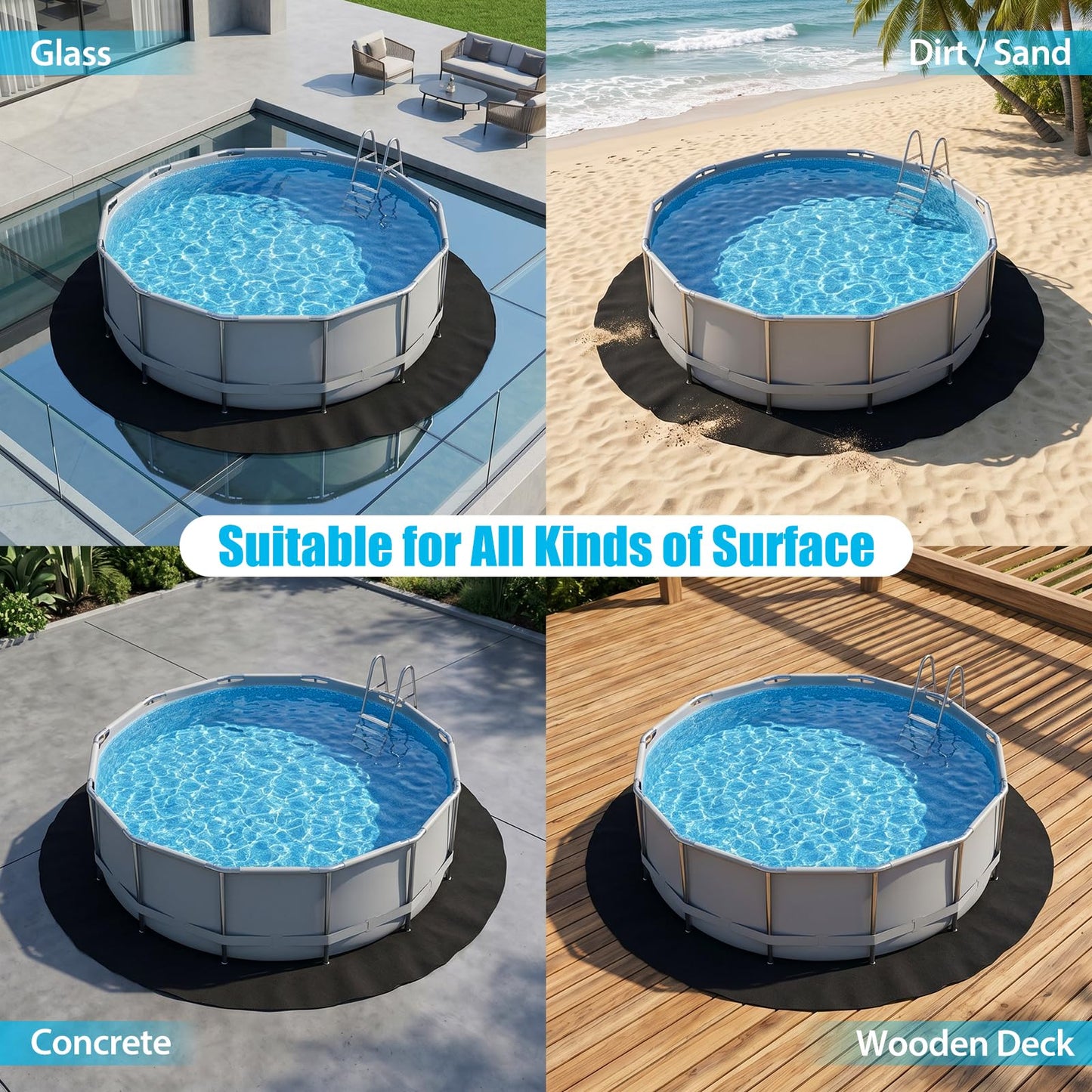 Winnergo 30 FT Round Pool Liner Pad for Above Ground Pools, Durable Pool Mat with Geotextile Material for Pool Bottom Strong Eco-Friendly Padding Under Pool Pad Protection,Prevents Punctures,Black