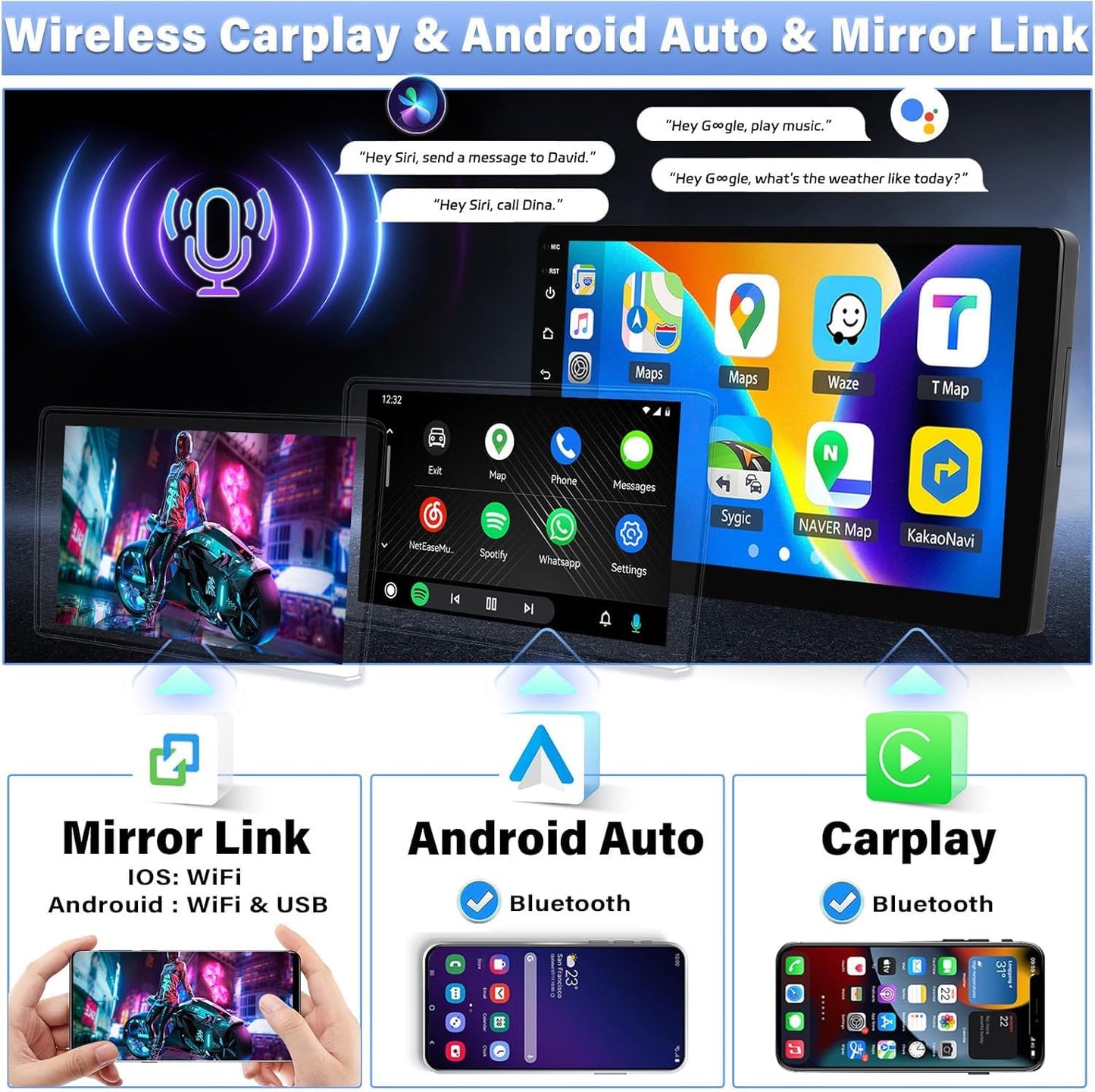 Android 15 4G+128G Car Stereo for Jeep Compass Patriot 2010-2016 with Wireless Carplay Android Auto, 10.1" Incell Touchscreen Head Unit Bluetooth 5.0 32-EQ GPS WiFi FM/RDS Mirror Link SWC Backup Cam