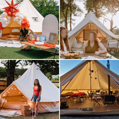 DANCHEL OUTDOOR B5PRO 4 Season Canvas Tent with Stove Jack Camping, Large Bell Tent with AC Port Yurt All Year Living, Luxury Glamping for 8 Person Hunting Party, 20ft/6m