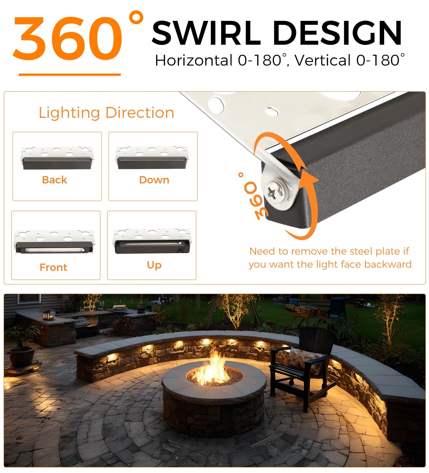 CLOUDY BAY [8 Pack] 7 Inch 5W 5CCT Hardscape Paver Light,Retainng Wall Lights Outdoor,IP65 Waterproof,2700K/3000K/3500K/4000K/5000K Selectable,12V-15 VAC/DC Low Voltage,Frost Lens Step Deck Light