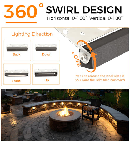 CLOUDY BAY [8 Pack] 7 Inch 5W 5CCT Hardscape Paver Light,Retainng Wall Lights Outdoor,IP65 Waterproof,2700K/3000K/3500K/4000K/5000K Selectable,12V-15 VAC/DC Low Voltage,Frost Lens Step Deck Light