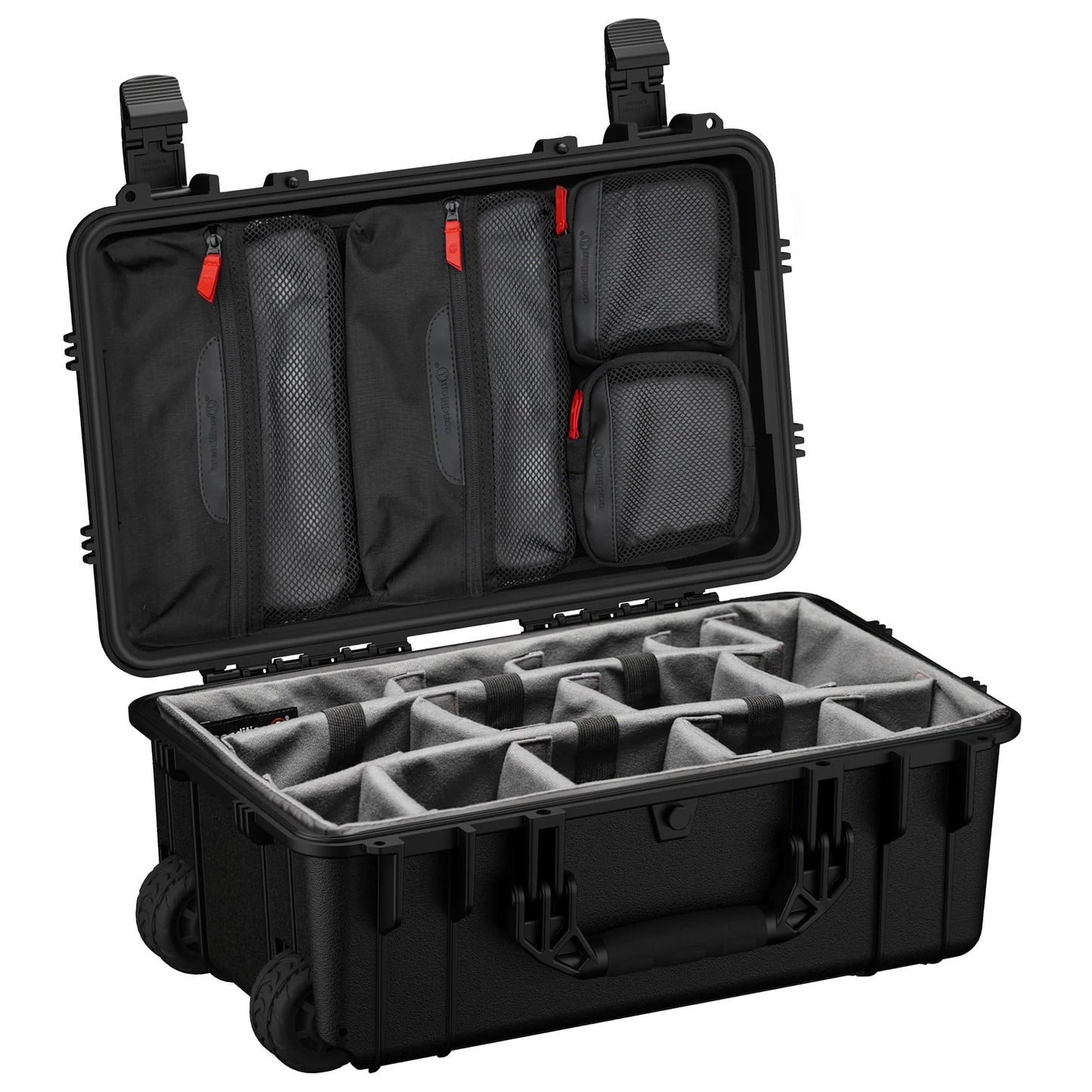 Condition 1 22" Large Rolling Lockable Hard Storage Case w/Padded Divider & Lid Organizer, Model 300, Waterproof Protective Box for Camera & Production Gear, Made in USA, 21.84"x13.82"x9" Black