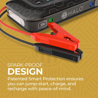 HALO Bolt Air+ 1750 Portable Car Battery Jump Starter | 130 PSI Air Compressor, 59.9Wh USB Power Bank, Large Display, Emergency Floodlight & Charger, Jumps Cars SUVs & Trucks, Inflates Tires — Teal